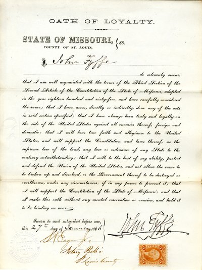 Zweert trouw aan de regering van de Verenigde Staten en de staat Missouri door J. Fyffe